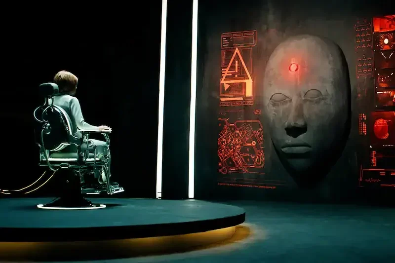 aria tania sitzt vor der ki vida