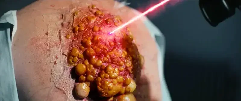 Cyst - Filmszene: Ein Geschwür wird bestrahlt
